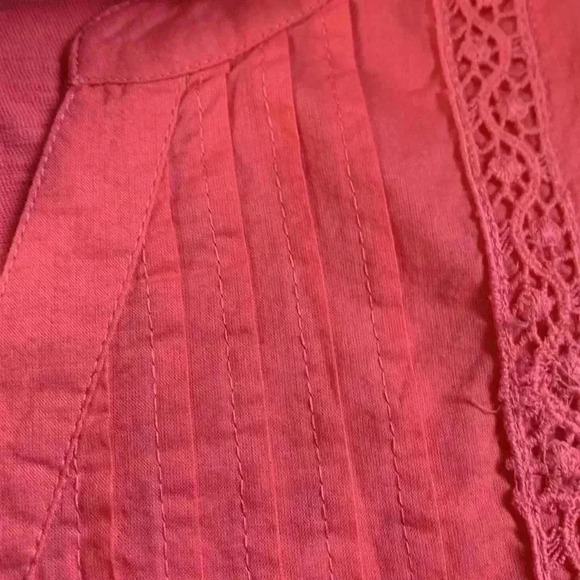Erika 100% cotton, salmon pink, button down,3/4  sleeve embellished tunic - Picture 12 of 12